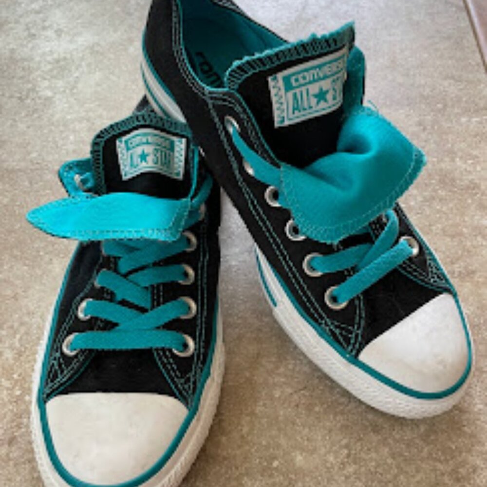 Converse Double Tongue Black and Teal